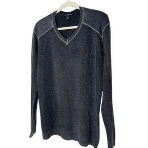 Autumn Cashmere‎ Mens 100% Pure Cashmere V-Neck Sweater Charcoal Gray Large